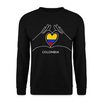 Cœur de fan de Colombie avec drapeau colombien - Sweat-shirt Unisexe - noir - Devant - Alina (178cm) & Michal (187cm)