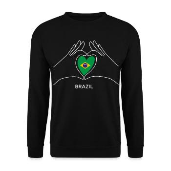 Cœur de supporter brésilien avec drapeau brésilien - Sweat-shirt Unisexe - noir - Devant - Alina (178cm) & Michal (187cm)