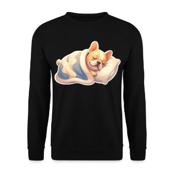 French Bulldog Sleeping - Unisex Sweatshirt - black - Front - Alina (178cm) & Michal (187cm)