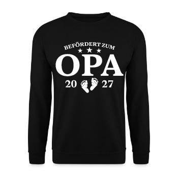 Befördert Zum Opa 2027 Schwangerschaft Geschenk - Unisex Pullover - Schwarz - Vorne - Alina (178cm) & Michal (187cm)