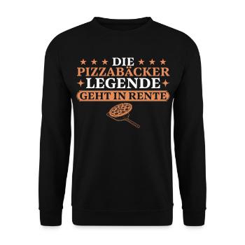 Ruhestand Pizzabäcker Legende in Rente - Unisex Pullover - Schwarz - Vorne - Alina (178cm) & Michal (187cm)