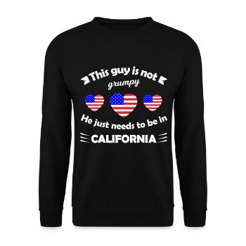 Grumpy Mann braucht Kalifornien - Unisex Pullover - Schwarz - Vorne - Alina (178cm) & Michal (187cm)