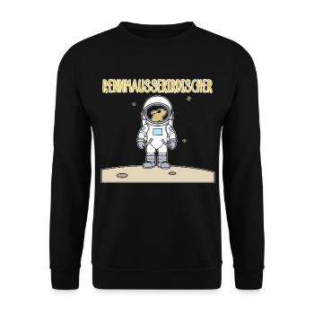 Rennmaus Wortwitz lustige Tiere zweideutig Sci-Fi - Unisex Pullover - Schwarz - Vorne - Alina (178cm) & Michal (187cm)
