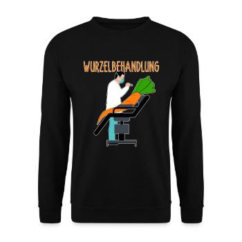 Wurzelbehandlung Garten-Witz zweideutig Karotte - Unisex Pullover - Schwarz - Vorne - Alina (178cm) & Michal (187cm)