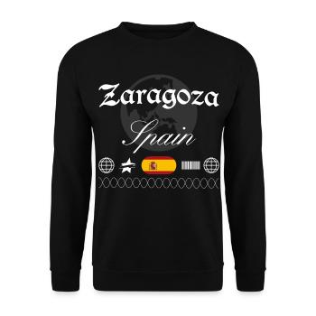 Zaragoza Spanien Streetwear Reise Souvenir - Unisex Pullover - Schwarz - Vorne - Alina (178cm) & Michal (187cm)