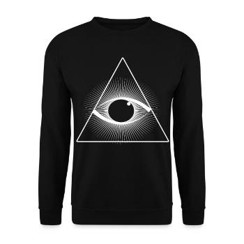 Allsehendes Auge im Dreieck - Unisex Pullover - Schwarz - Vorne - Alina (178cm) & Michal (187cm)