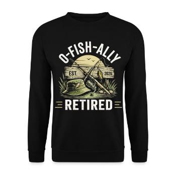 Offiziell im Ruhestand 2026 | Humorfischen - Unisex Pullover - Schwarz - Vorne - Alina (178cm) & Michal (187cm)