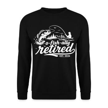 Offiziell im Ruhestand 2026 | Humorfischen - Unisex Pullover - Schwarz - Vorne - Alina (178cm) & Michal (187cm)
