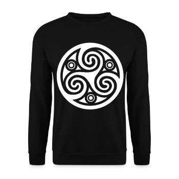 Celtic Spiral Circle (White) - Unisex Sweatshirt - black - Front - Alina (178cm) & Michal (187cm)