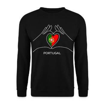 Cœur du Portugal avec un fan du sport du drapeau portugais - Sweat-shirt Unisexe - noir - Devant - Alina (178cm) & Michal (187cm)