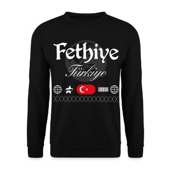 Fethiye Türkei Streetwear Reise Souvenir - Unisex Pullover - Schwarz - Vorne - Alina (178cm) & Michal (187cm)