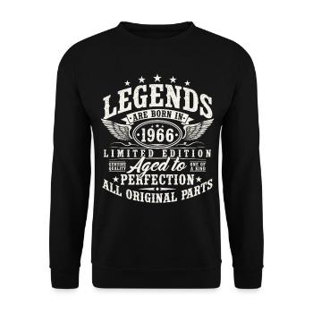 Anniversaire vintage Born Legends 1966 - Sweat-shirt Unisexe - noir - Devant - Alina (178cm) & Michal (187cm)