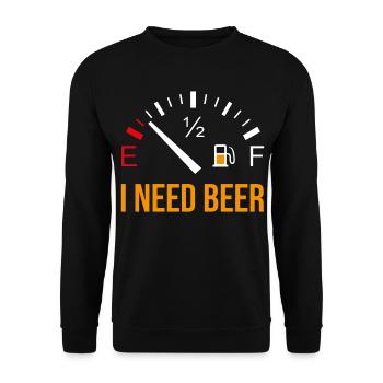 Funny beer motif "I Need Beer" - Unisex Sweatshirt - black - Front - Alina (178cm) & Michal (187cm)