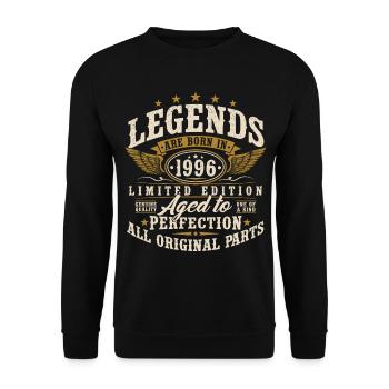 1996 Vintage Born Legends Vintage Birthday - Unisex Sweatshirt - black - Front - Alina (178cm) & Michal (187cm)