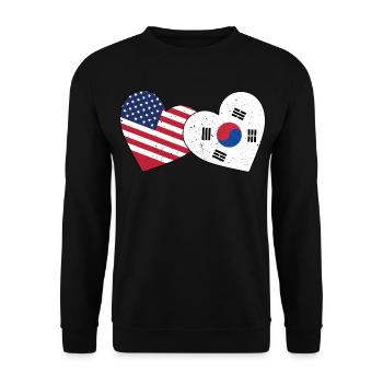 South Korea And US Flag American Korean - Unisex Sweatshirt - black - Front - Alina (178cm) & Michal (187cm)