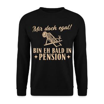 Pensionierung Liegestuhl Eh bald in Pension - Unisex Pullover - Schwarz - Vorne - Alina (178cm) & Michal (187cm)