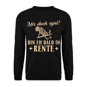 Ruhestand Liegestuhl Eh bald in Rente - Unisex Pullover - Schwarz - Vorne - Alina (178cm) & Michal (187cm)