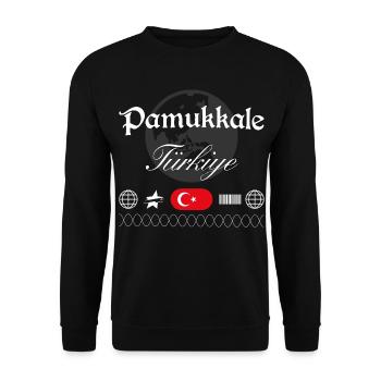Pamukkale Türkei Streetwear Reise Souvenir - Unisex Pullover - Schwarz - Vorne - Alina (178cm) & Michal (187cm)
