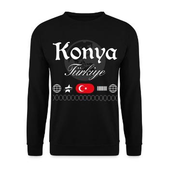 Souvenir de voyage pour la Streetwear de Konya Turkey - Sweat-shirt Unisexe - noir - Devant - Alina (178cm) & Michal (187cm)