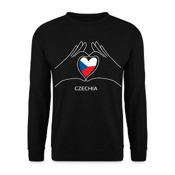 Cœur de fan de la République tchèque avec drapeau tchèque - Sweat-shirt Unisexe - noir - Devant - Alina (178cm) & Michal (187cm)