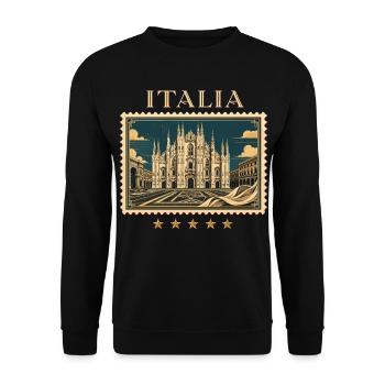 Mailand Eleganz als Reisemarke - Unisex Pullover - Schwarz - Vorne - Alina (178cm) & Michal (187cm)