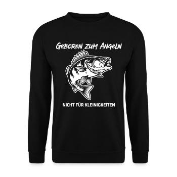 Angeln Spruch - Unisex Pullover - Schwarz - Vorne - Alina (178cm) & Michal (187cm)