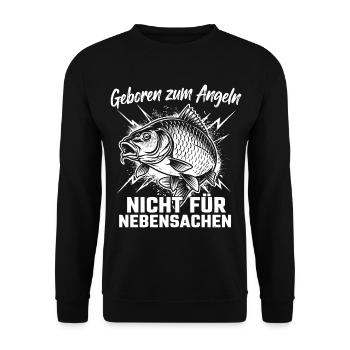 Angeln Spruch - Unisex Pullover - Schwarz - Vorne - Alina (178cm) & Michal (187cm)