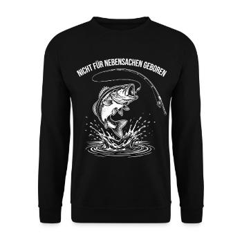 Nicht für Nebensachen geboren: Fischdesign - Unisex Pullover - Schwarz - Vorne - Alina (178cm) & Michal (187cm)