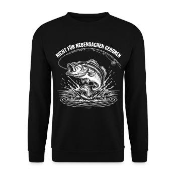 Nicht für Nebensachen Geboren Fischsprung - Unisex Pullover - Schwarz - Vorne - Alina (178cm) & Michal (187cm)
