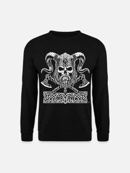 Wikingerschädel mit Runen - Unisex Pullover - Schwarz