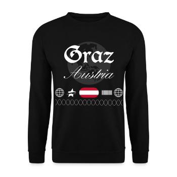 Graz Österreich Streetwear Reise Souvenir - Unisex Pullover - Schwarz - Vorne - Alina (178cm) & Michal (187cm)