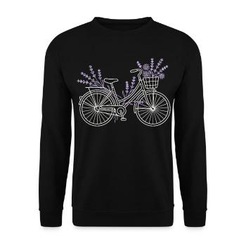 Bicycle Flowers Lavender Vintage - Unisex Sweatshirt - black - Front - Alina (178cm) & Michal (187cm)