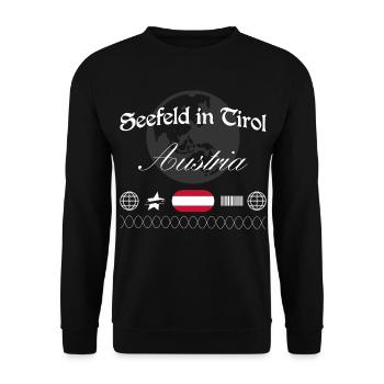 Seefeld in Tirol Österreich Streetwear Souvenir - Unisex Pullover - Schwarz - Vorne - Alina (178cm) & Michal (187cm)