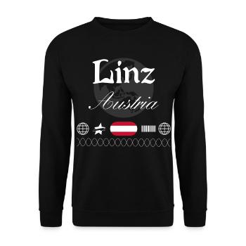 Linz Österreich Streetwear Reise Souvenir - Unisex Pullover - Schwarz - Vorne - Alina (178cm) & Michal (187cm)