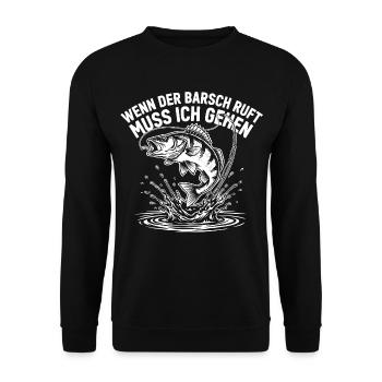 Barsch Angeln - Unisex Pullover - Schwarz - Vorne - Alina (178cm) & Michal (187cm)