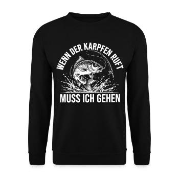 Karpfen Angeln - Unisex Pullover - Schwarz - Vorne - Alina (178cm) & Michal (187cm)