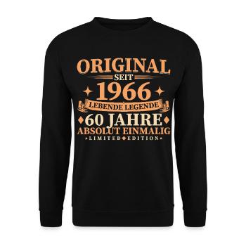 Original 1966 Jahrgang geboren 60. Geburtstag - Unisex Pullover - Schwarz - Vorne - Alina (178cm) & Michal (187cm)