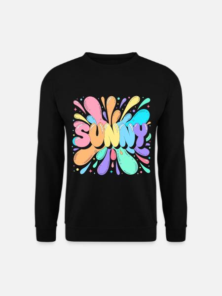 Sunny Splash Mehrfarbige Buchstaben - Unisex Pullover - Schwarz