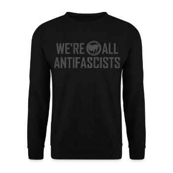 NOUS SOMMES TOUS ANTIFASCISTES incognito - Sweat-shirt Unisexe - noir - Devant - Alina (178cm) & Michal (187cm)