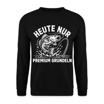 Grundel angeln Humor - Unisex Pullover - Schwarz - Vorne - Alina (178cm) & Michal (187cm)
