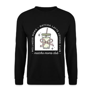 Matcha Moms Club Latte Lovers - Unisex Pullover - Schwarz - Vorne - Alina (178cm) & Michal (187cm)