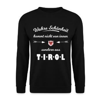 Tiroler Schönheit: Aus Tirol - Unisex Pullover - Schwarz - Vorne - Alina (178cm) & Michal (187cm)