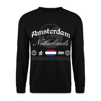 Souvenir de voyage streetwear Amsterdam Pays-Bas - Sweat-shirt Unisexe - noir - Devant - Alina (178cm) & Michal (187cm)