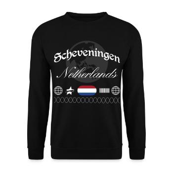Scheveningen Niederlande Streetwear Reise Souvenir - Unisex Pullover - Schwarz - Vorne - Alina (178cm) & Michal (187cm)