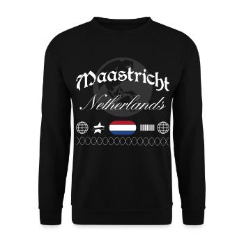 Maastricht Niederlande Streetwear Reise Souvenir - Unisex Pullover - Schwarz - Vorne - Alina (178cm) & Michal (187cm)