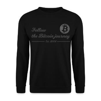 Bitcoin Travel Lettering - Unisex Sweatshirt - black - Front - Alina (178cm) & Michal (187cm)