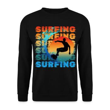 SURFING SURFER SUMMER BEACH - Unisex Pullover - Schwarz - Vorne - Alina (178cm) & Michal (187cm)