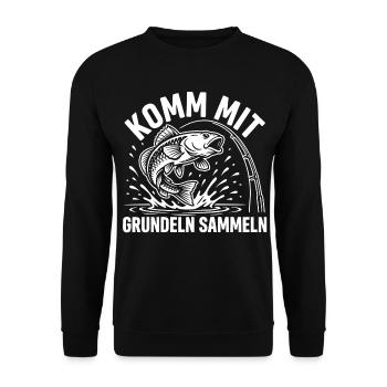Grundel Spruch - Unisex Pullover - Schwarz - Vorne - Alina (178cm) & Michal (187cm)