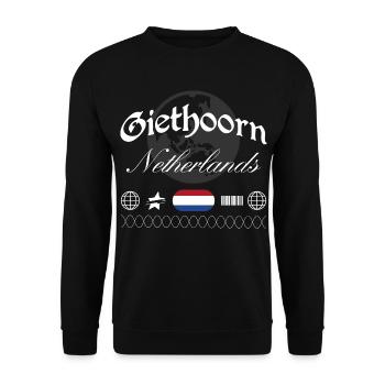 Giethoorn Niederlande Streetwear Reise Souvenir - Unisex Pullover - Schwarz - Vorne - Alina (178cm) & Michal (187cm)