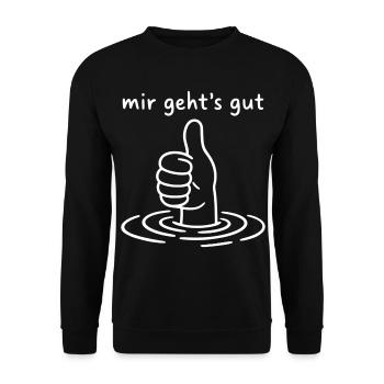 Mir geht's gut - Daumen hoch - Thumbs up  - Unisex Pullover - Schwarz - Vorne - Alina (178cm) & Michal (187cm)